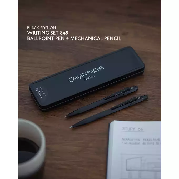 Zestaw upominkowy Black Code Caran d’Ache: długopis 849 + ołówek 844