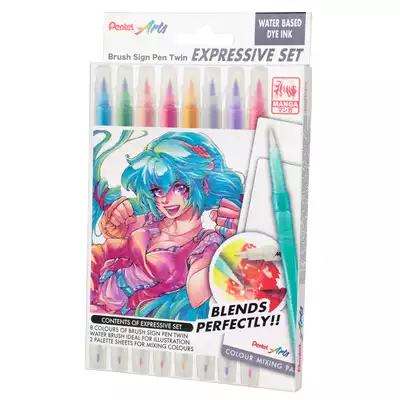 Brush Sing Pen Twin Expressive Set – 8 kolorów dla fanów mangi, anime i kreatywnego rysunku