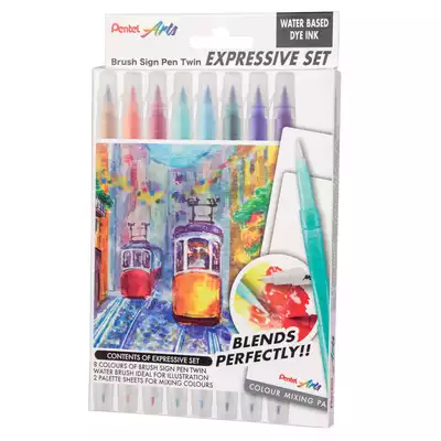 Brush Sing Pen Twin Expressive Set, Landscape – 8 kolorów dla fanów mangi, anime i kreatywnego rysunku