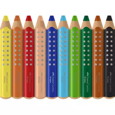 KREDKI GRIPPY FABER-CASTELL, 10 KOLORÓW + TEMPERÓWKA