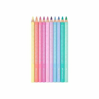 KREDKI OŁÓWKOWE SPARKLE JUMBO FABER-CASTELL, 10 KOLORÓW PASTELOWYCH