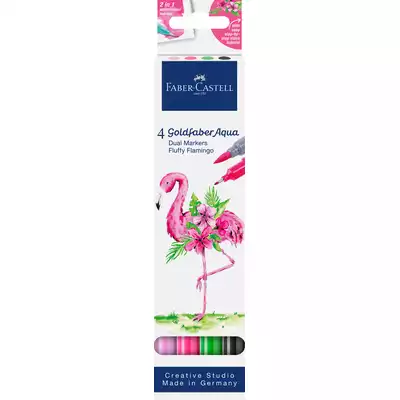 PISAKI AKWARELOWE FABER-CASTELL GOLDFABER AQUA, 4 KOLORY FLAMINGO