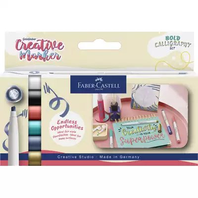 PISAKI KREATYWNE GOLDFABER, C, SOFT LETTERING FABER-CASTELL, 6 KOLORÓW