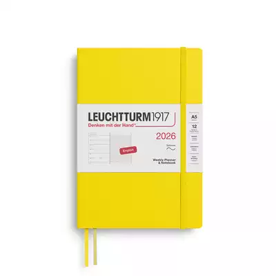 PLANER TYGODNIOWY Z NOTATNIKIEM LEUCHTTURM1917 W MIĘKKIEJ OPRAWIE MEDIUM (A5) 2026 LEMON (CYTRYNOWY)
