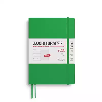 PLANER TYGODNIOWY Z NOTATNIKIEM LEUCHTTURM1917 W MIĘKKIEJ OPRAWIE MEDIUM (A5) 2026 SPRING LEAF