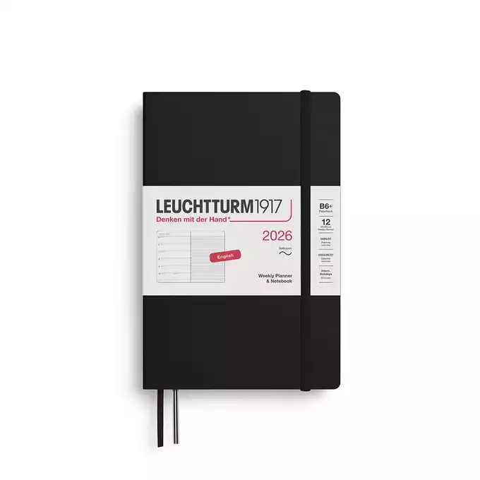 PLANER TYGODNIOWY Z NOTATNIKIEM LEUCHTTURM1917 W MIĘKKIEJ OPRAWIE PAPERBACK (B6+) 2026 CZARNY