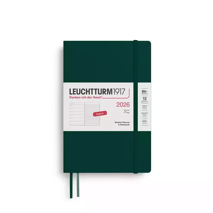 PLANER TYGODNIOWY Z NOTATNIKIEM LEUCHTTURM1917 W MIĘKKIEJ OPRAWIE PAPERBACK (B6+) 2026 FOREST GREEN