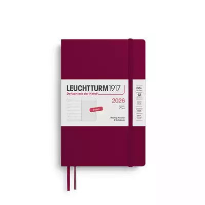 PLANER TYGODNIOWY Z NOTATNIKIEM LEUCHTTURM1917 W MIĘKKIEJ OPRAWIE PAPERBACK (B6+) 2026 PORT RED