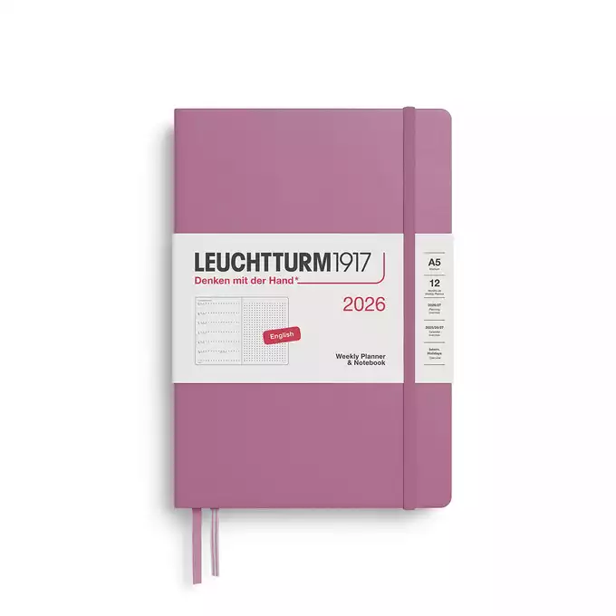 PLANER TYGODNIOWY Z NOTATNIKIEM W KROPKI LEUCHTTURM1917 MEDIUM (A5) 2026 DUSTY ROSE