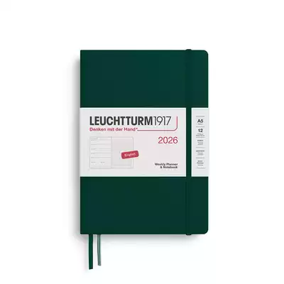 PLANER TYGODNIOWY Z NOTATNIKIEM W KROPKI LEUCHTTURM1917 MEDIUM (A5) 2026 FOREST GREEN