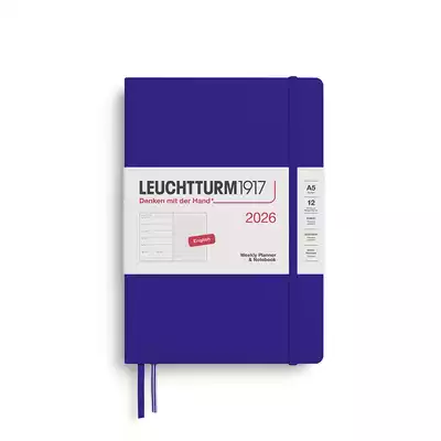 PLANER TYGODNIOWY Z NOTATNIKIEM W KROPKI LEUCHTTURM1917 MEDIUM (A5) 2026 INK