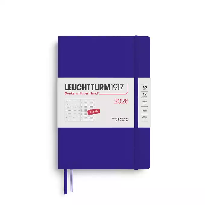 PLANER TYGODNIOWY Z NOTATNIKIEM W KROPKI LEUCHTTURM1917 MEDIUM (A5) 2026 INK