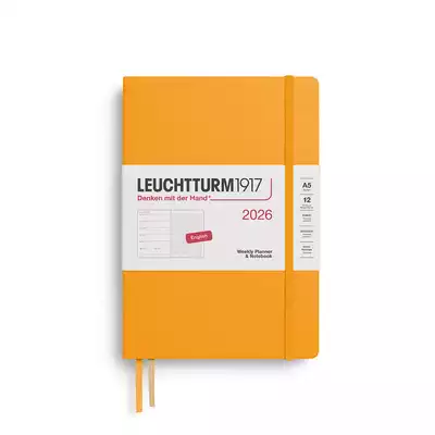 PLANER TYGODNIOWY Z NOTATNIKIEM W KROPKI LEUCHTTURM1917 MEDIUM (A5) 2026 RISING SUN