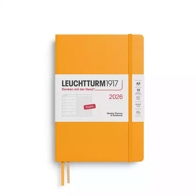 PLANER TYGODNIOWY Z NOTATNIKIEM W KROPKI LEUCHTTURM1917 MEDIUM (A5) 2026 RISING SUN