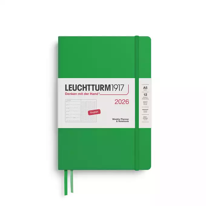 PLANER TYGODNIOWY Z NOTATNIKIEM W KROPKI LEUCHTTURM1917 MEDIUM (A5) 2026 SPRING LEAF