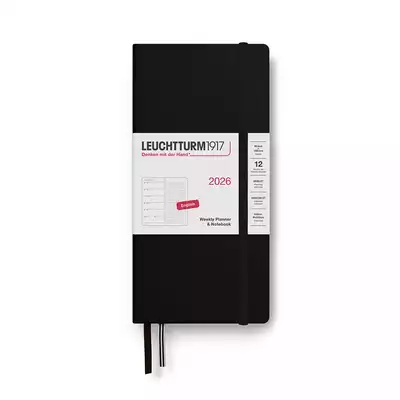 PLANER TYGODNIOWY Z NOTATNIKIEM W KROPKI LEUCHTTURM1917 WALLET (B6+ X A6) 2026 CZARNY