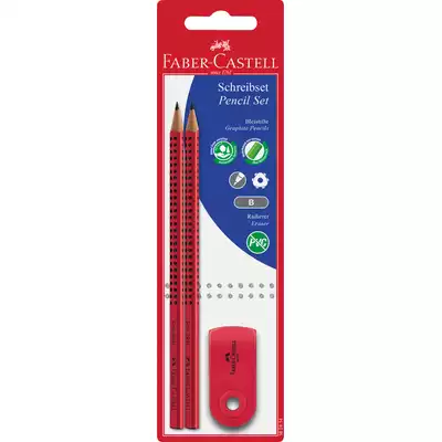 ZESTAW 2 OŁÓWKI GRIP + GUMKA SLEEVE MINI TRANSPARENTNA, MIX KOLORÓW