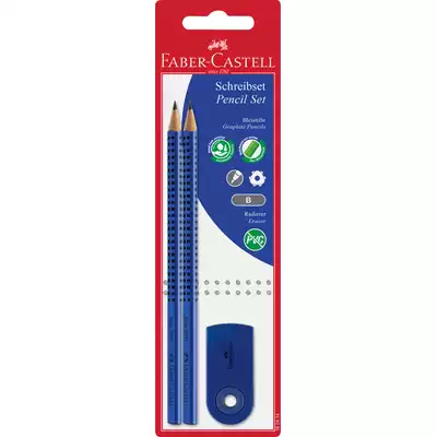 ZESTAW 2 OŁÓWKI GRIP + GUMKA SLEEVE MINI TRANSPARENTNA, MIX KOLORÓW