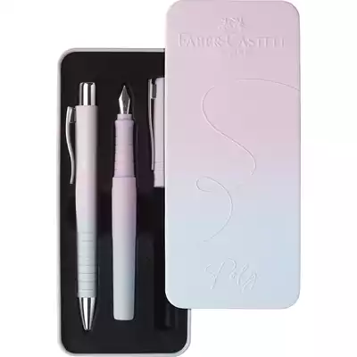 ZESTAW PREZENTOWY POLY FABER-CASTELL, PIÓRO WIECZNE M + DŁUGOPIS, BLUSHING SKY