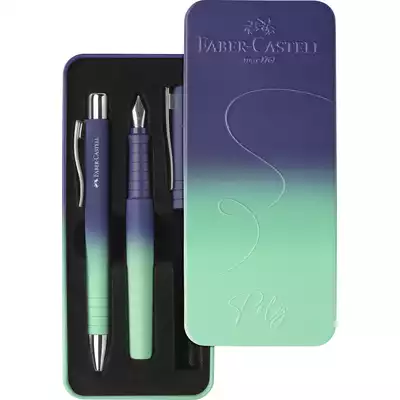 ZESTAW PREZENTOWY POLY FABER-CASTELL, PIÓRO WIECZNE M + DŁUGOPIS, BUZZING BLUE