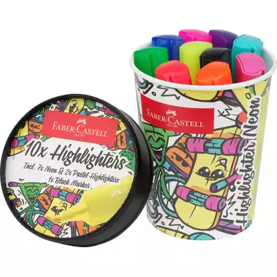 ZESTAW ZAKREŚLACZY 1546 FABER-CASTELL ICE CREAM CUP, 10 NEONOWYCH KOLORÓW