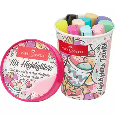 ZESTAW ZAKREŚLACZY 1546 FABER-CASTELL ICE CREAM CUP, 10 PASTELOWYCH KOLORÓW