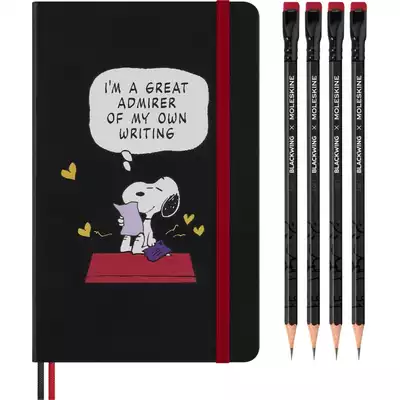 Zestaw MOLESKINE Peanuts Themed 2025, notes Snoopy + 4 ołówki, edycja limitowana, w pudełku
