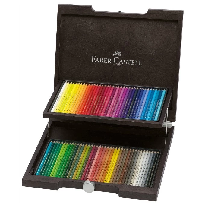KREDKI POLYCHROMOS FABER-CASTELL, 72 KOLORY W DREWNIANEJ KASECIE