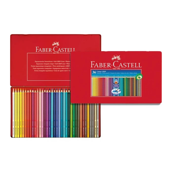 KREDKI GRIP 2001 36 KOLORÓW OPAKOWANIE METALOWE FABER-CASTELL 