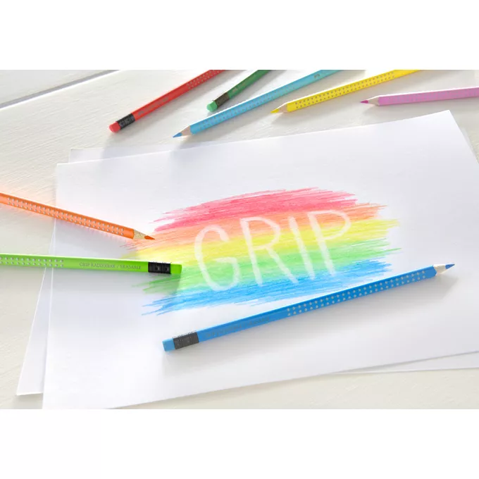 KREDKI WYMAZYWALNE Z GUMKĄ GRIP 2001 FABER-CASTELL, 10 KOLORÓW