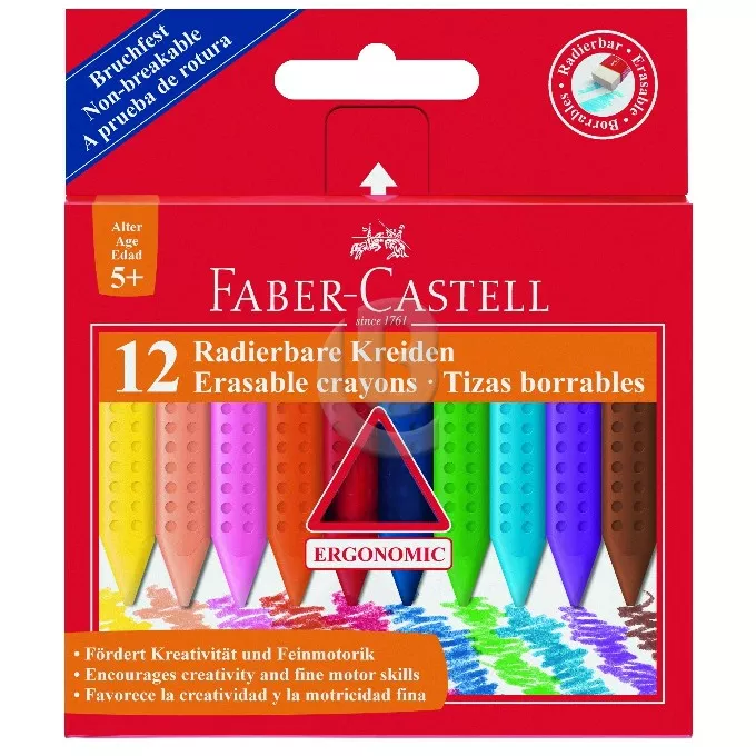 KREDKI ŚWIECOWE GRIP TRÓJKĄTNE 12 KOL. OP. KARTONOWE FABER CASTELL