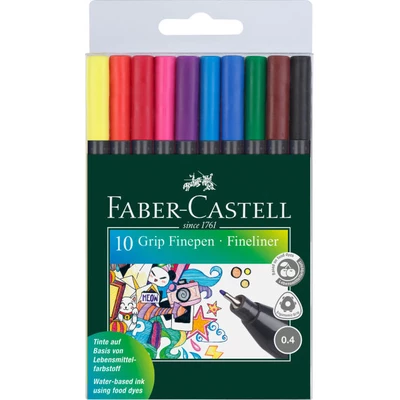 CIENKOPISY GRIP FABER-CASTELL, 10 KOLORÓW