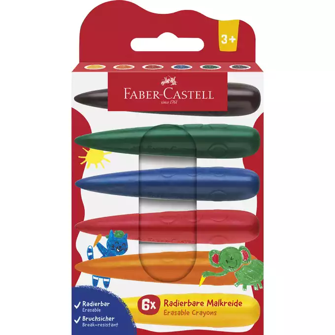 KREDKI ŚWIECOWE DLA NAJMŁODSZYCH FABER-CASTELL, 6 KOLORÓW
