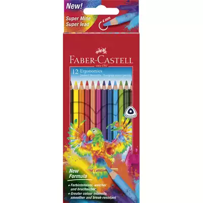 KREDKI TRÓJKĄTNE, FABER CASTELL, 12 KOLORÓW