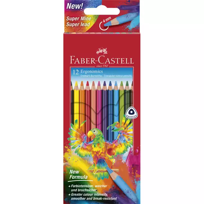 KREDKI TRÓJKĄTNE, FABER CASTELL, 12 KOLORÓW