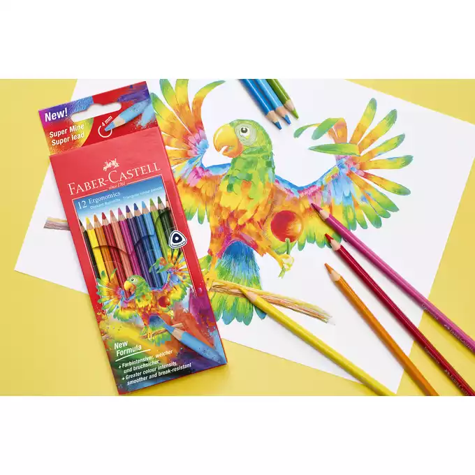KREDKI TRÓJKĄTNE, FABER CASTELL, 12 KOLORÓW