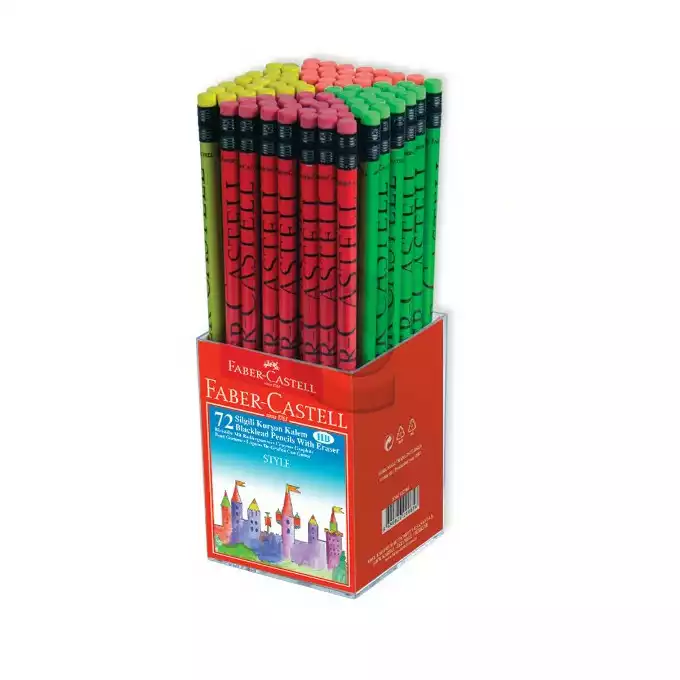 OŁÓWEK HB Z GUMKĄ DSPL. 72 SZT. FABER-CASTELL