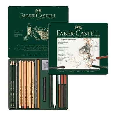 ZESTAW PITT MONOCHROME FABER-CASTELL, 21 ELEMENTÓW