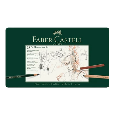 ZESTAW RYSUNKOWY PITT MONOCHROME FABER-CASTELL, 33 ELEMENTY