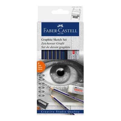 ZESTAW DO SZKICOWANIA GOLDFABER FABER-CASTELL: 6 OŁÓWKÓW + GUMKA + TEMPERÓWKA