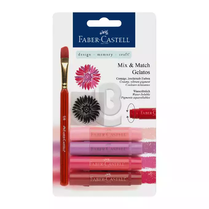 KREDKI GELATOS FABER-CASTELL, 4 KOLORY CZERWONE 