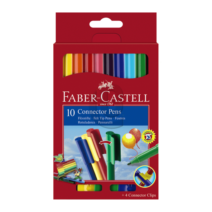 FLAMASTRY CONNECTOR FABER CASTELL, 10 KOLORÓW 