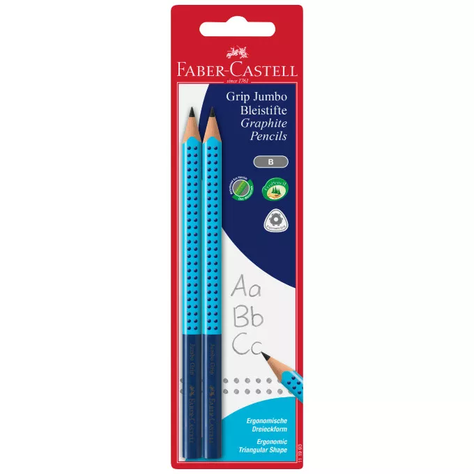 OŁÓWKI JUMBO GRIP 2001 B TWO TONE FABER-CASTELL, 2 SZTUKI BLISTER