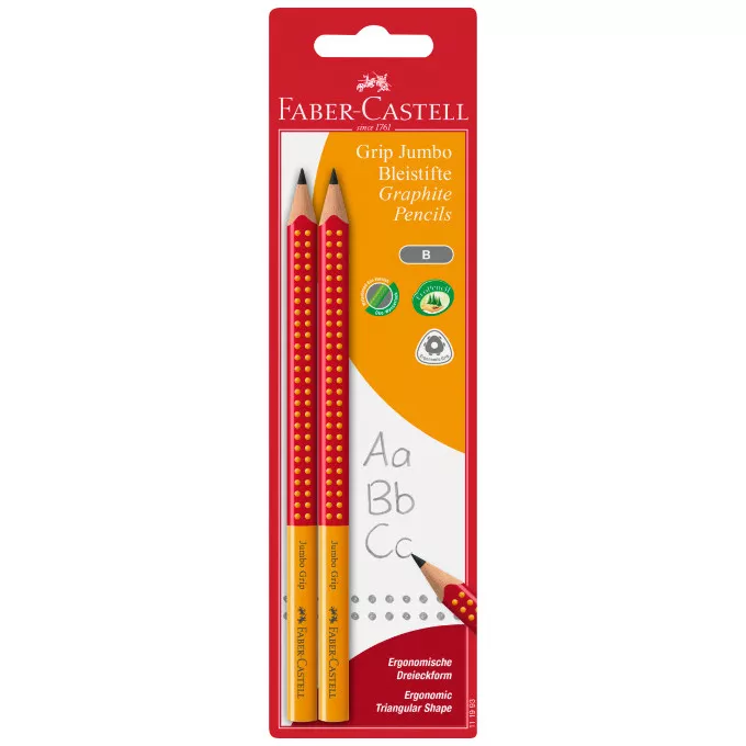 OŁÓWKI JUMBO GRIP 2001 B TWO TONE FABER-CASTELL, 2 SZTUKI BLISTER