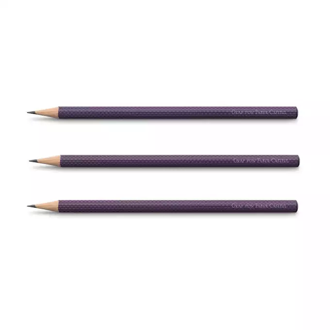 OŁÓWKI GUILLOCHE GRAF VON FABER-CASTELL, 3 SZTUKI, FIOLETOWE