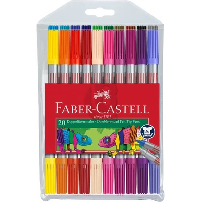 FLAMASTRY DWUSTRONNE FABER-CASTELL, 20 KOLORÓW