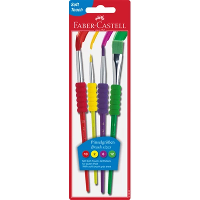 PĘDZELKI SZKOLNE Z MIĘKKIM UCHWYTEM FABER-CASTELL, 4 RODZAJE