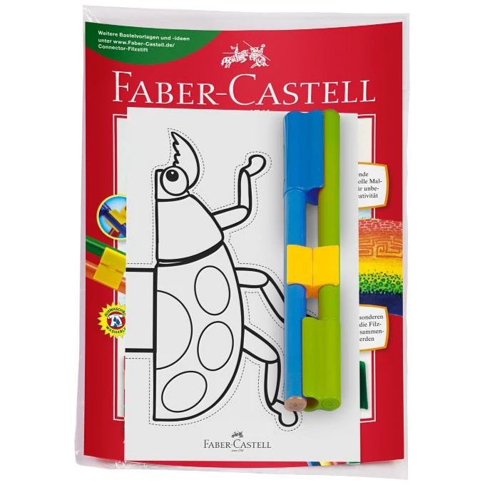 FLAMASTRY CONNECTOR FABER-CASTELL, 2 KOLORY + ŻUCZEK DO KOLOROWANIA