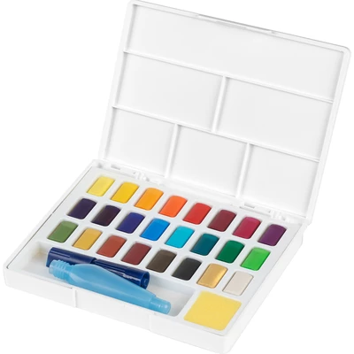 FARBY AKWARELOWE W KOSTKACH CREATIVE STUDIO FABER-CASTELL, 24 KOLORY + PĘDZELEK AKWARELOWY