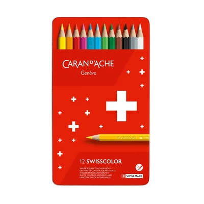 Kredki akwarelowe Swisscolor Caran d'Ache, 12 kolorów